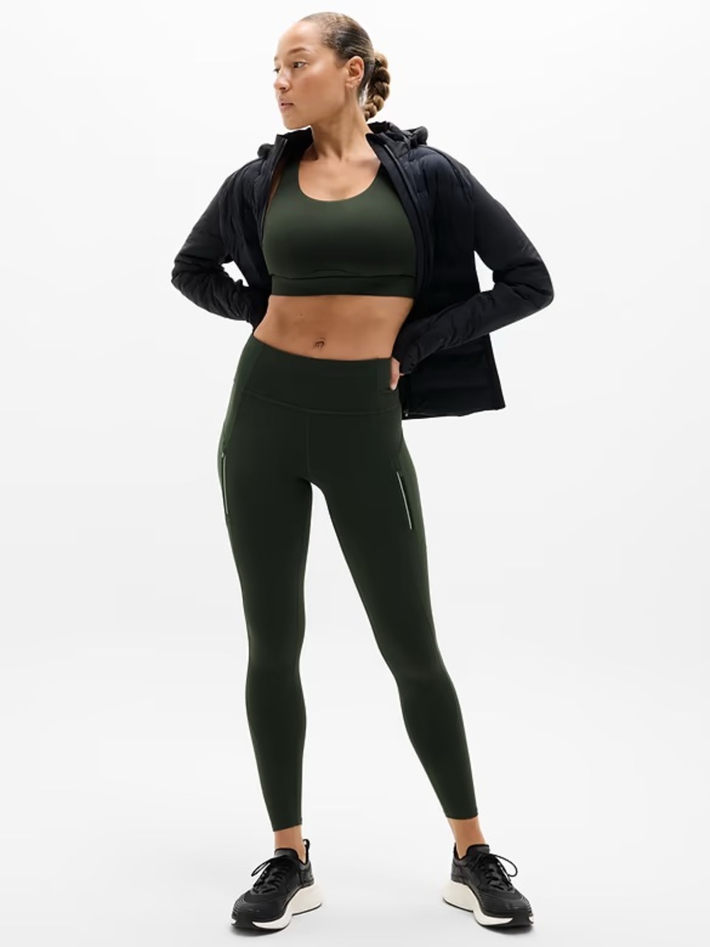 Athleta Rainier high rise leggings in Elm, Medium